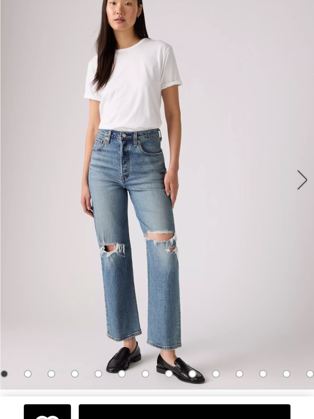 Levi's Premium Ribcage Straight Ankle ‘Queen Mother’ Distressed Wash 29x27 NWT